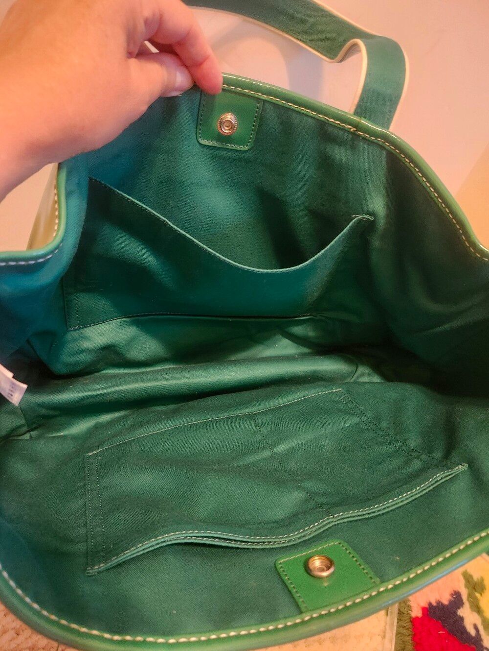 Lands' End Emerald Green Patent Leather Classic Tote Bag Retail $150 - Picture 7 of 8